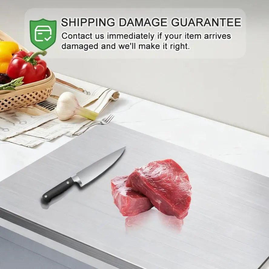 Stainless Steel Cutting Board, Non-Slip Kitchen Chopping Board, Heavy Duty Household Kitchen Gadget & Kitchen Accessory for Meal Prep